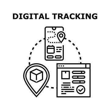 Digital package tracking via mobile app concept Ilustração Stock