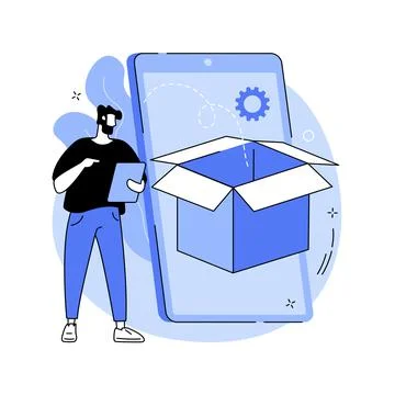 Digital packaging abstract concept vector illustration. Stock Illustration