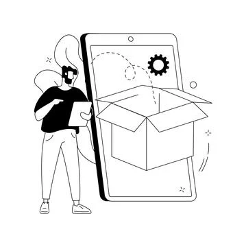 Digital packaging abstract concept vector illustration. 스톡 일러스트