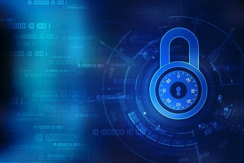 Digital Padlock on abstract technology background, Technology security concept イラスト素材