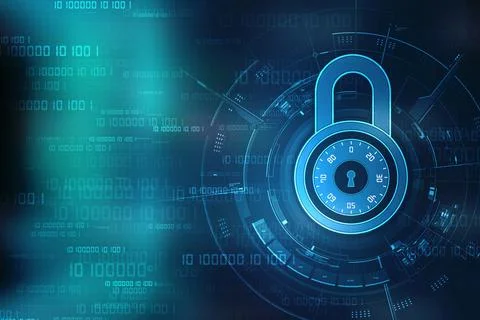 Digital Padlock on abstract technology background, Technology security concept イラスト素材