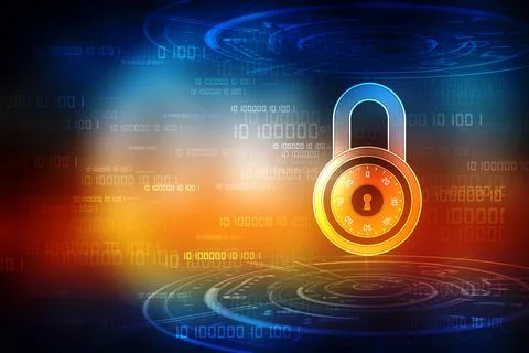 Digital Padlock on abstract technology background, Technology security concept イラスト素材