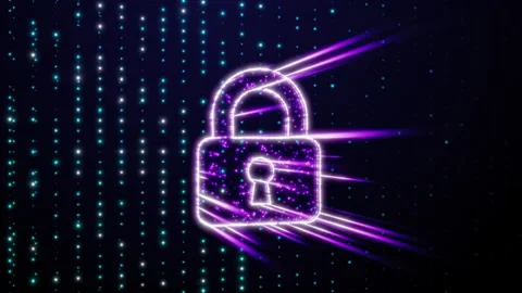 Digital padlock animation for metaverse and Web3 security concepts showing Stock Footage 318934841
