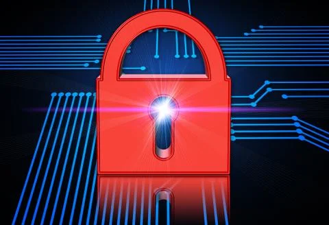 Digital padlock with circuit board 스톡 일러스트