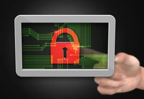 Digital padlock with circuit board 스톡 일러스트