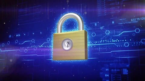 Digital padlock cyber security concept Stock Footage