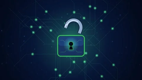 Digital padlock cyber security lock loop Stock Footage 348219196