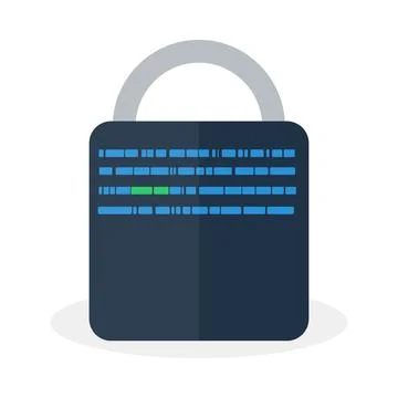 Digital padlock with digital code data icon isolated on white background. Stock Illustration