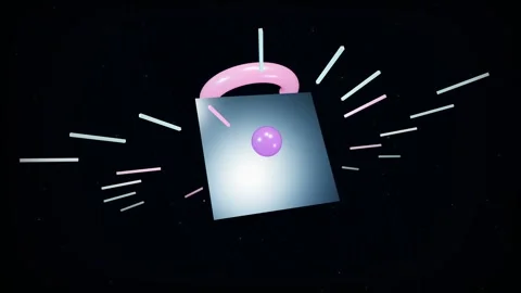 Digital Padlock Encryption Loop - Violet Cyber Security Backdrop 库存影片 341955332