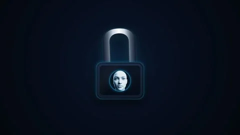 Digital padlock with facial recognition scan unlocking automatically. 4K 스톡 동영상 343265444