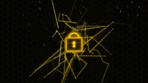 Digital padlock icon abstract network connections motion background secure .. Vídeos de archivo 341824553