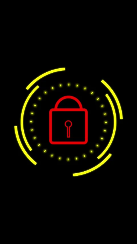 Digital padlock icon on black background Stock Footage 337461783