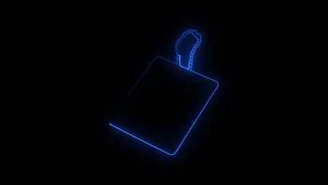 Digital padlock icon glowing in blue on black background Stock Footage 345544057