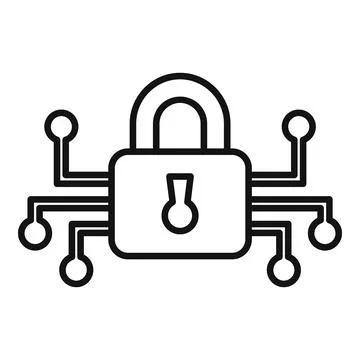 Digital padlock icon outline vector. Lock code Illustrazione stock