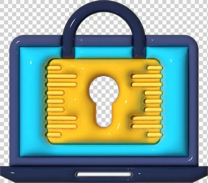 Digital Padlock on Laptop Illustration, Secure system Stock Illustration