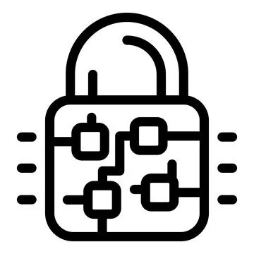 Digital padlock protecting data with blockchain technology Stock Illustration