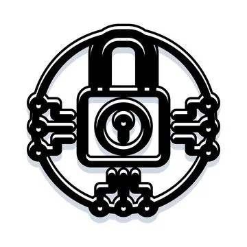 Digital padlock protecting data network security concept イラスト素材