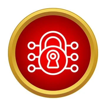Digital padlock protecting network data security icon Illustrazione stock