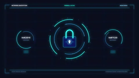 Digital padlock security interface, cybersecurity protection, data encrypti.. Stock Footage 348331571