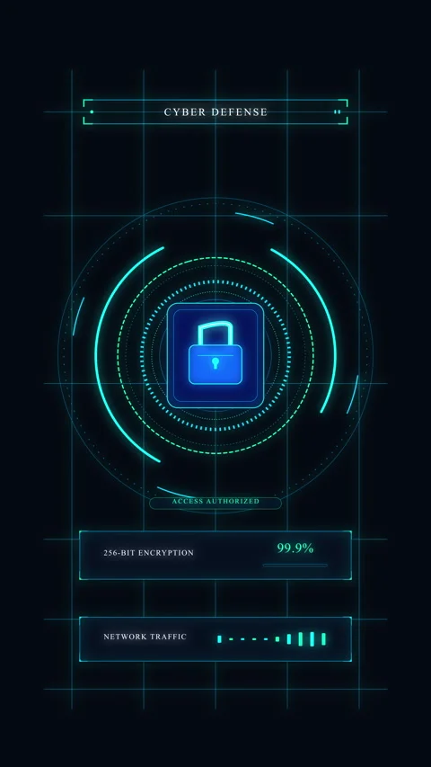 Digital padlock security interface scanning data protection, cyber safety l.. Stock Footage 348331613