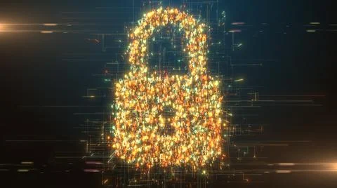 Digital padlock security protection of personal private information  Stock Illustration