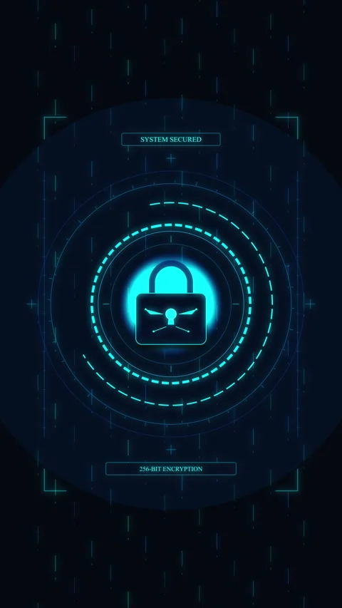 Digital padlock security scanner, cyber data protection, secure encryption,.. Stock Footage 348331655