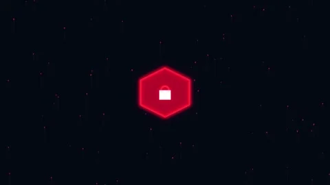 Digital padlock symbol floating in dark space with abstract glowing particl.. Stock Footage 341824311