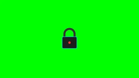 Digital padlock unlocking and locking animation on a bright green background Stock Footage 346738662