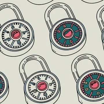 Digital Padlocks in Seamless Grids, Secure Vector Pattern for Cybersecurity.. Illustrazione stock