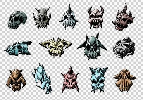 Digital Paint Hand Drawn Fantasy Skull Design 库存插图
