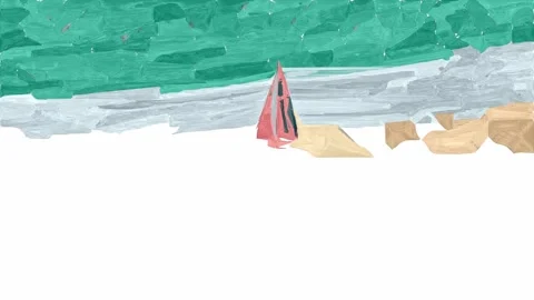 Digital painting of sailboat computer generated Stock Footage 276596081