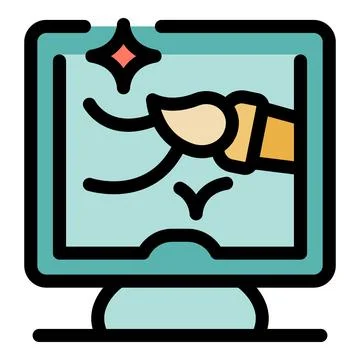 Digital painting software creating strokes on computer screen Stock Illustration