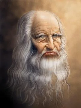 Digital painting version of the original portrait of Leonardo Stock Illustration