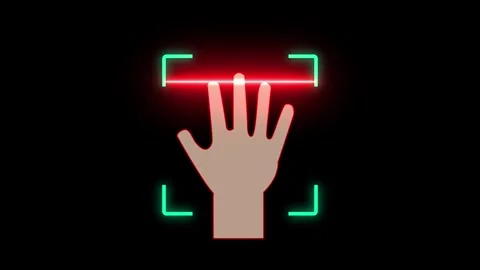 Digital Palm Scanner with Laser  Hand Recognition Technology for Identity V.. Stock Footage 309041475