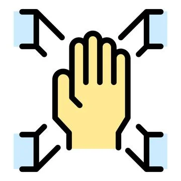 Digital palm scanning icon vector flat 스톡 일러스트