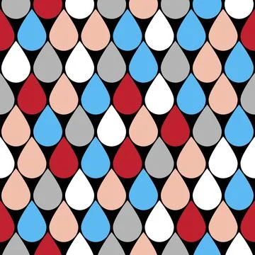 Digital paper with flat water drop rain, blue red white background for textil Stock Illustration