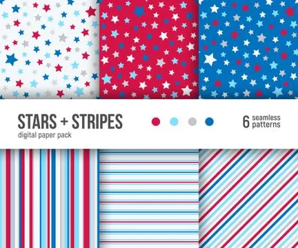 Digital paper pack, 6 abstract patterns Illustration