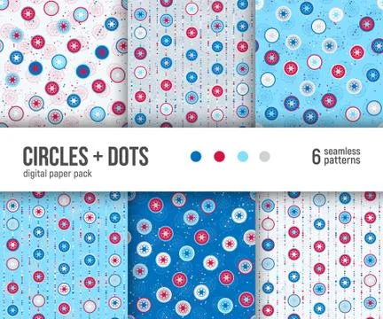 Digital paper pack, 6 abstract patterns Stock Illustration