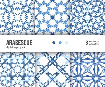 Digital paper pack, 6 abstract patterns Stock Illustration