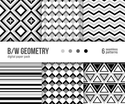 Digital paper pack, 6 abstract patterns Stock Illustration