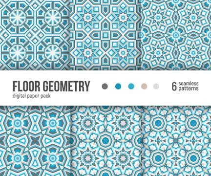 Digital paper pack, 6 abstract patterns Stock Illustration