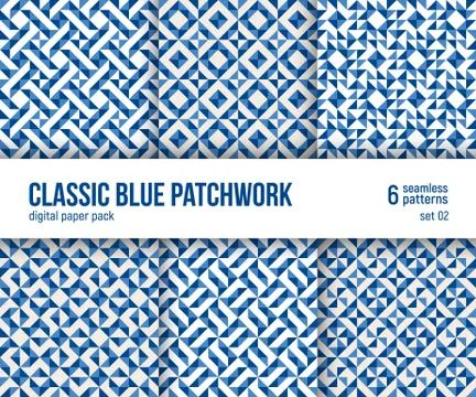 Digital paper pack, 6 abstract patterns collection set Stock Illustration