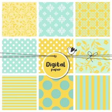 Digital papers, Set of seamless patterns Stock Illustration