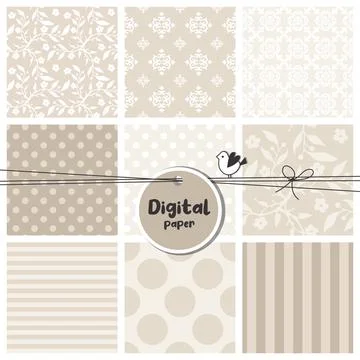 Digital papers, Set of seamless patterns Stock Illustration