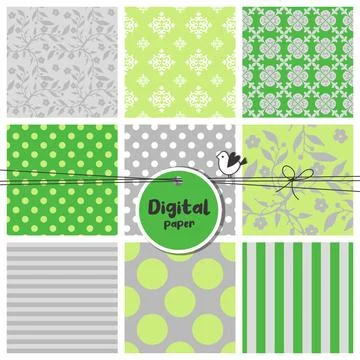 Digital papers, Set of seamless patterns Stock Illustration