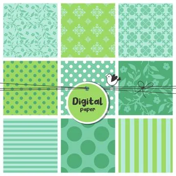 Digital papers, Set of seamless patterns Stock Illustration