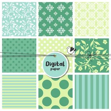 Digital papers, Set of seamless patterns Stock Illustration