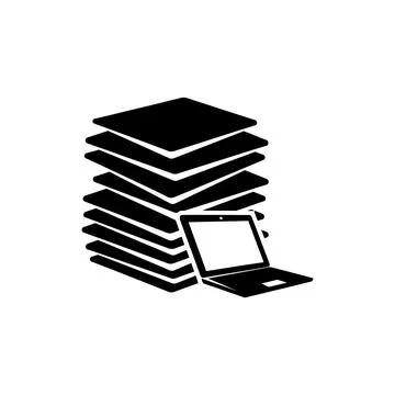 Digital Paperwork Stack with Laptop Icon イラスト素材