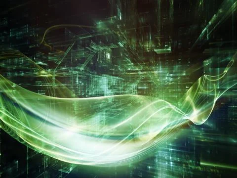 Digital Paradigms of Wave Particle Illustrazione stock