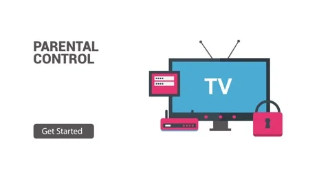 Digital Parental Control Setup Interface with TV and Security Icon Stock Footage 341922492
